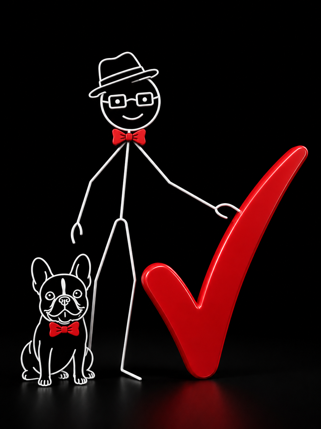Walter10K, the 10-K Report analyst in his fedora, leaning on a big red check beside a stack of 10-K reports, a coffee mug, and his bow-tied French bulldog