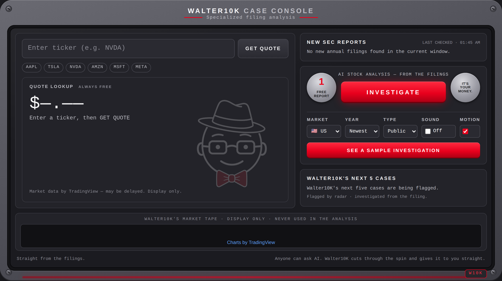 The Walter10K Truth Terminal — my SEC-filing investigation console